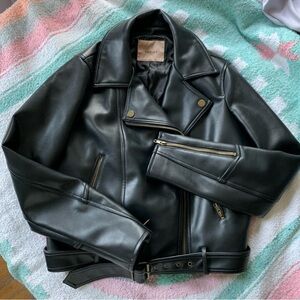 Twin-Set Black Vegan Leather Moto Jacket
